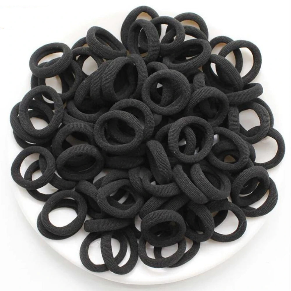 100/300/500 pcs Girls Colorful Elastic Hair Bands Ponytail Hold Hair Tie Rubber Bands Scrunchie Hair Accessories Bands for Girls SuperFye black / 500pcs SuperFye