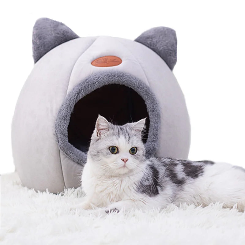 New Deep Sleep Comfort In Winter Cat Bed Iittle Mat Basket Small Dog House Products Pets Tent Cozy Cave Nest Indoor Cama Gato SuperFye black / XL 39x39x40cm SuperFye