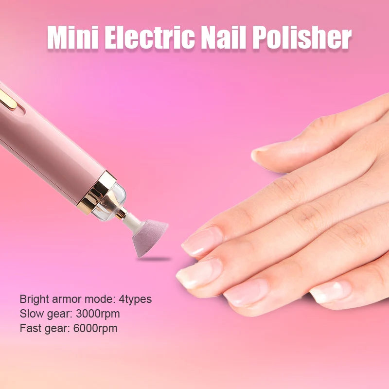 5 in 1 Electric Nail Polish Drill Machine With Light Portable Mini Electric Manicure Art Pen Tools For Gel Remover SuperFye pink SuperFye