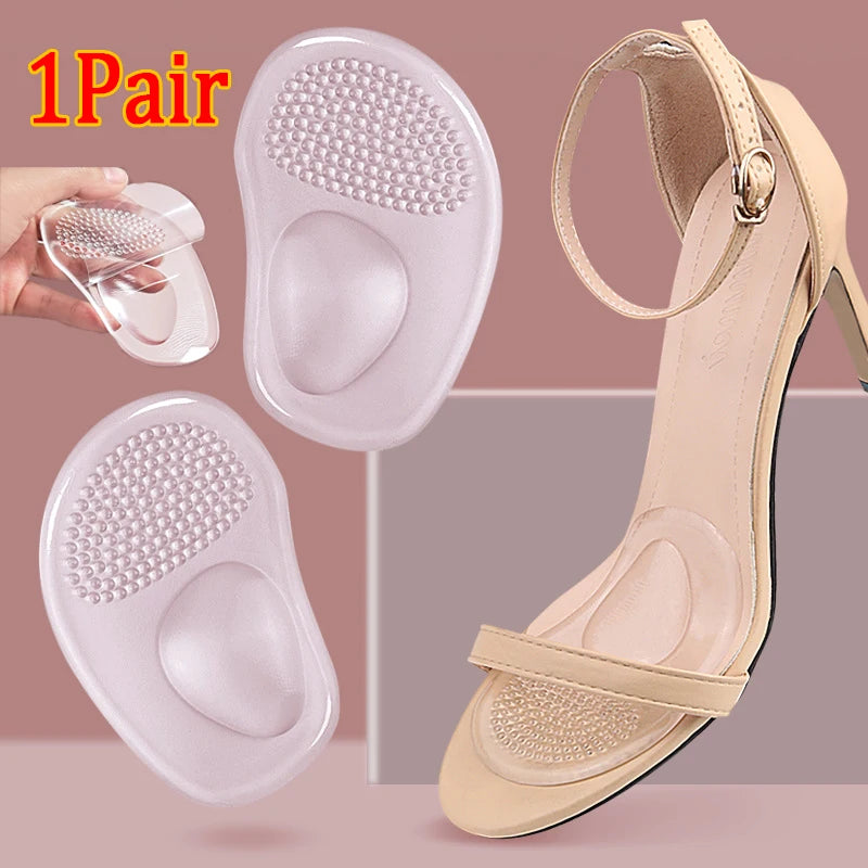 1Pair Shoe Pads Forefoot Cushion Silicone Massage Non Slip High Heels Insole Cushions Foot Cushions Pads for Feet Pain Relief SuperFye Transparent / CHINA SuperFye