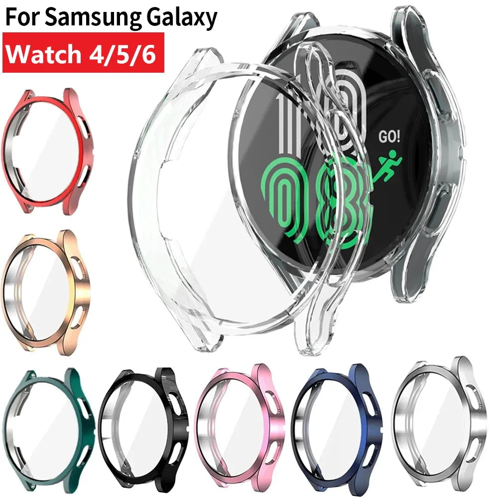 Watch Case for Samsung Galaxy Watch 4/5/6 40mm 44mm Screen Protector TPU All-Around Bumper Protective Cover for Watch 6 40mm44mm SuperFye Sliver / Galaxy Watch 4 44mm SuperFye