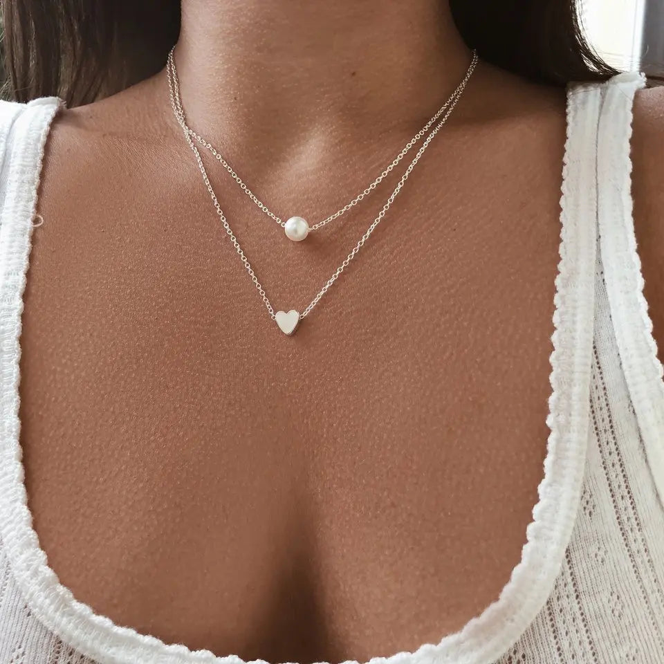 Minimalist Round Stick Pendant Necklace for Women Pearl Clavicle Necklace Leaves Long Chain Fashion Jewelry Statement Girl Gift SuperFye Silver 7 SuperFye