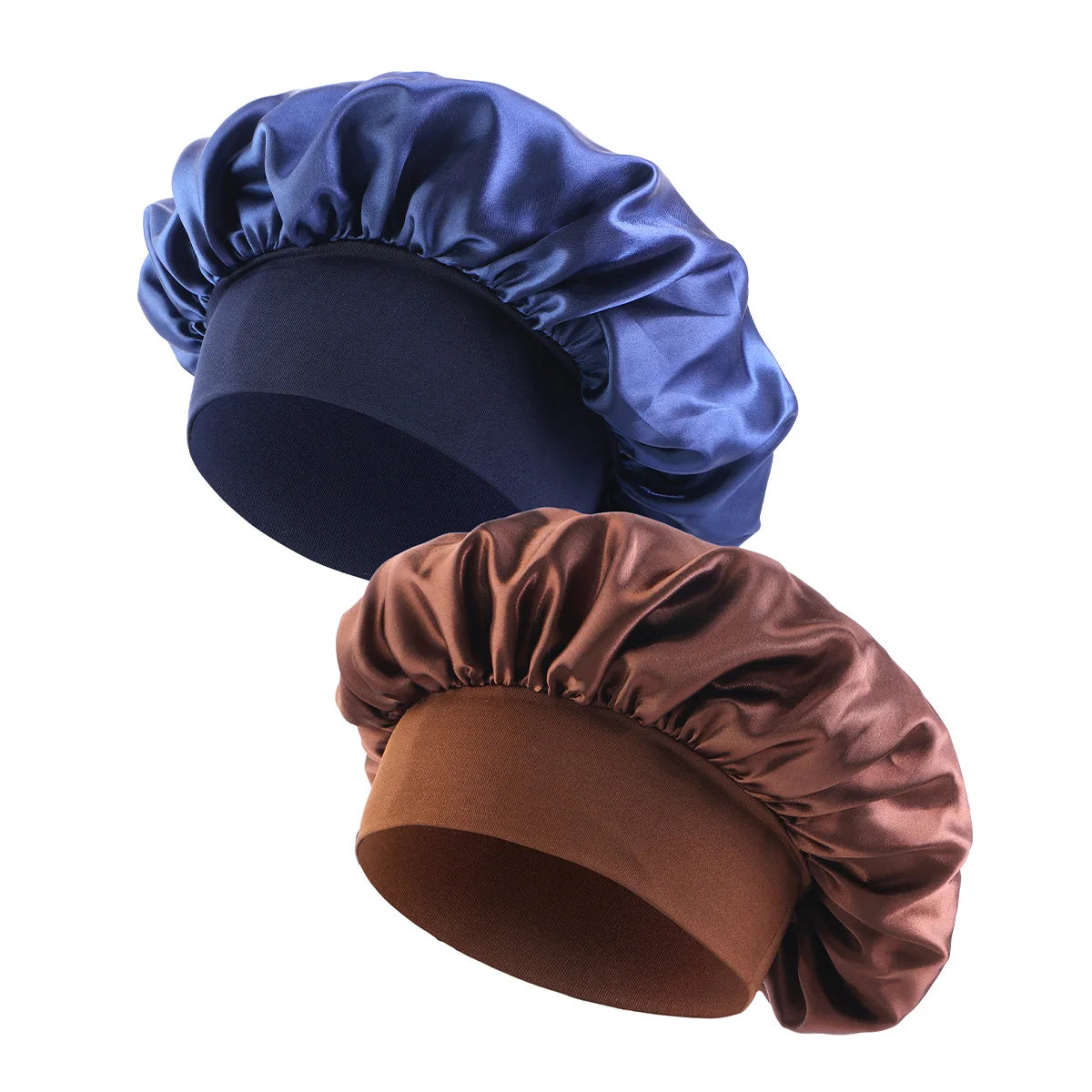 New Women's Satin Solid Wide-brimmed Sleeping Hat Unisex Head Wrap Elastic Band Cap Hair Care Bonnet Night Hat bonnet de nuit