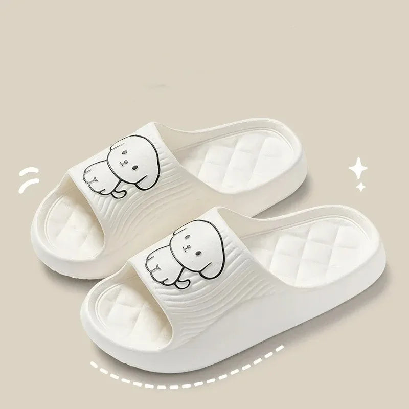 Cute Couple Pillow Slippers Female Summer Wear 2024 New Bathroom Bath Non-slip Indoor Home Eva Thick Bottom Sandals SuperFye White / 44-45 SuperFye