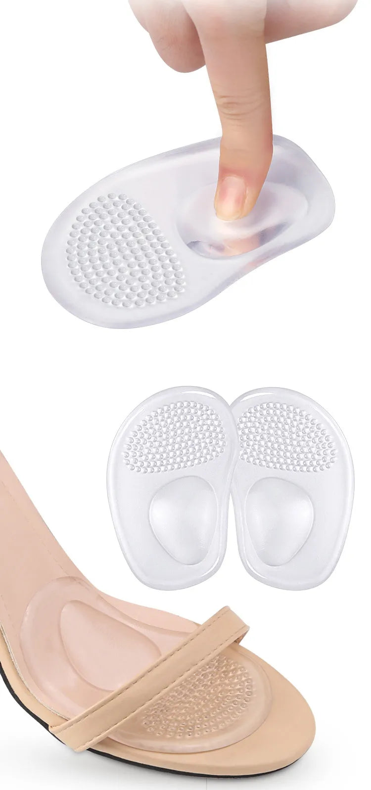 1Pair Shoe Pads Forefoot Cushion Silicone Massage Non Slip High Heels Insole Cushions Foot Cushions Pads for Feet Pain Relief SuperFye Transparent / CHINA SuperFye