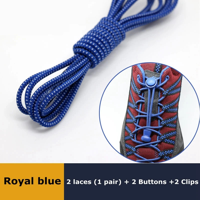 1Pair Shoelaces for Sneaker Elastic No Tie Shoe Laces Stretching Lock Lazy Laces Quick Rubber Shoelace Round Shoestrings SuperFye Royal blue SuperFye