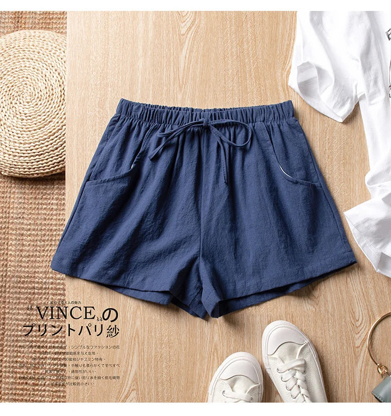 Casual Linen Shorts Women Gym Workout Shorts Cotton Short Pants High Waisted Black Ladies Short Femme Women Shorts Sport Femme SuperFye Khaki / L 60-70kg SuperFye