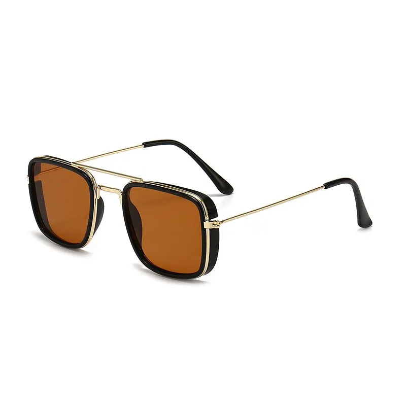 Fashion Sunglasses European and American Metal Small Square Frame Korean Version Glasses Retro Square Sunglasses UV Protection SuperFye brown SuperFye