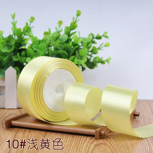 22meter/Roll 6mm 10mm 15mm 20mm 25mm 40mm 50mm Silk Satin Ribbons for Crafts Bow Handmade DIY Gift Wrap Party Wedding Decorative SuperFye yellow / 20mm SuperFye