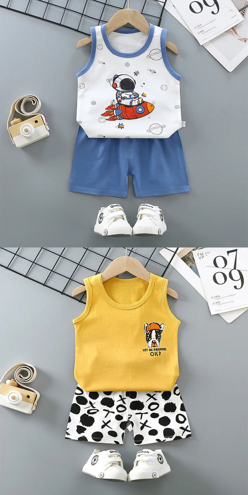 Children Sets Kids Clothes Boys Girls Vest Suit Summer Children's Clothing baby Cotton T-Shirts Shorts Tank Top Sleeveless SuperFye Style 1 / 9M SuperFye