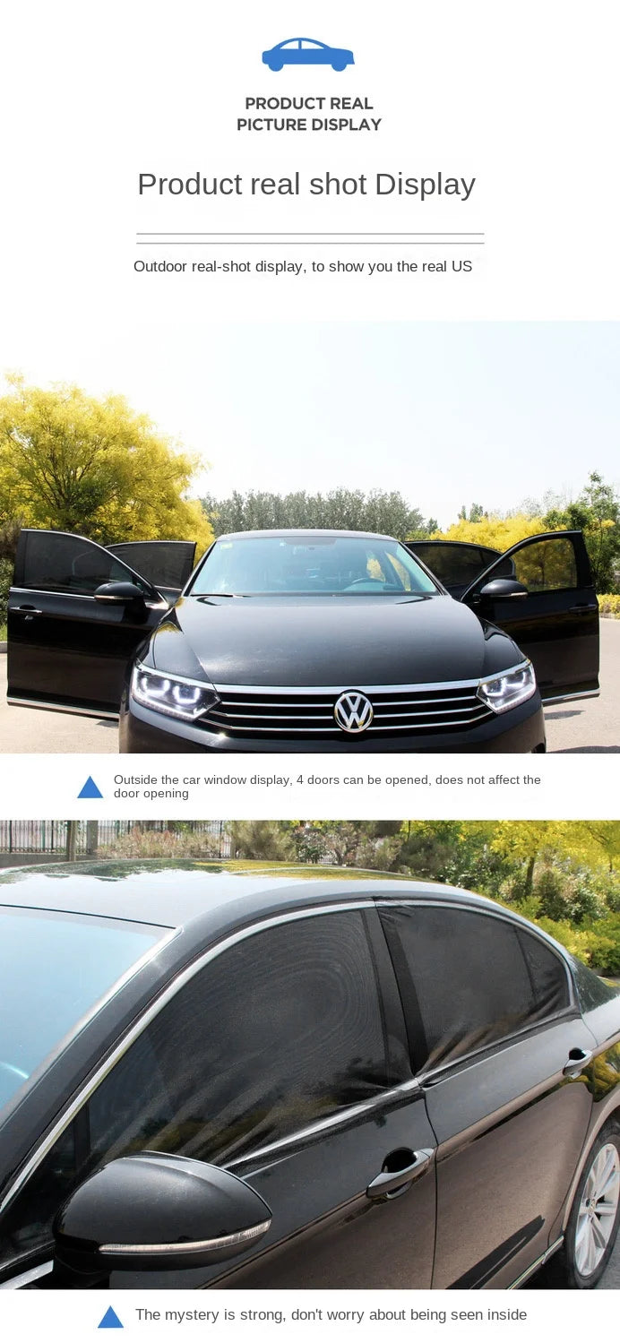 2pcs Car Rear Side Window Sunshade UV Protect Shield Mesh Prevent Mosquito Sunshine Privacy Protection Foldable Curtain SuperFye car front window 2pc SuperFye