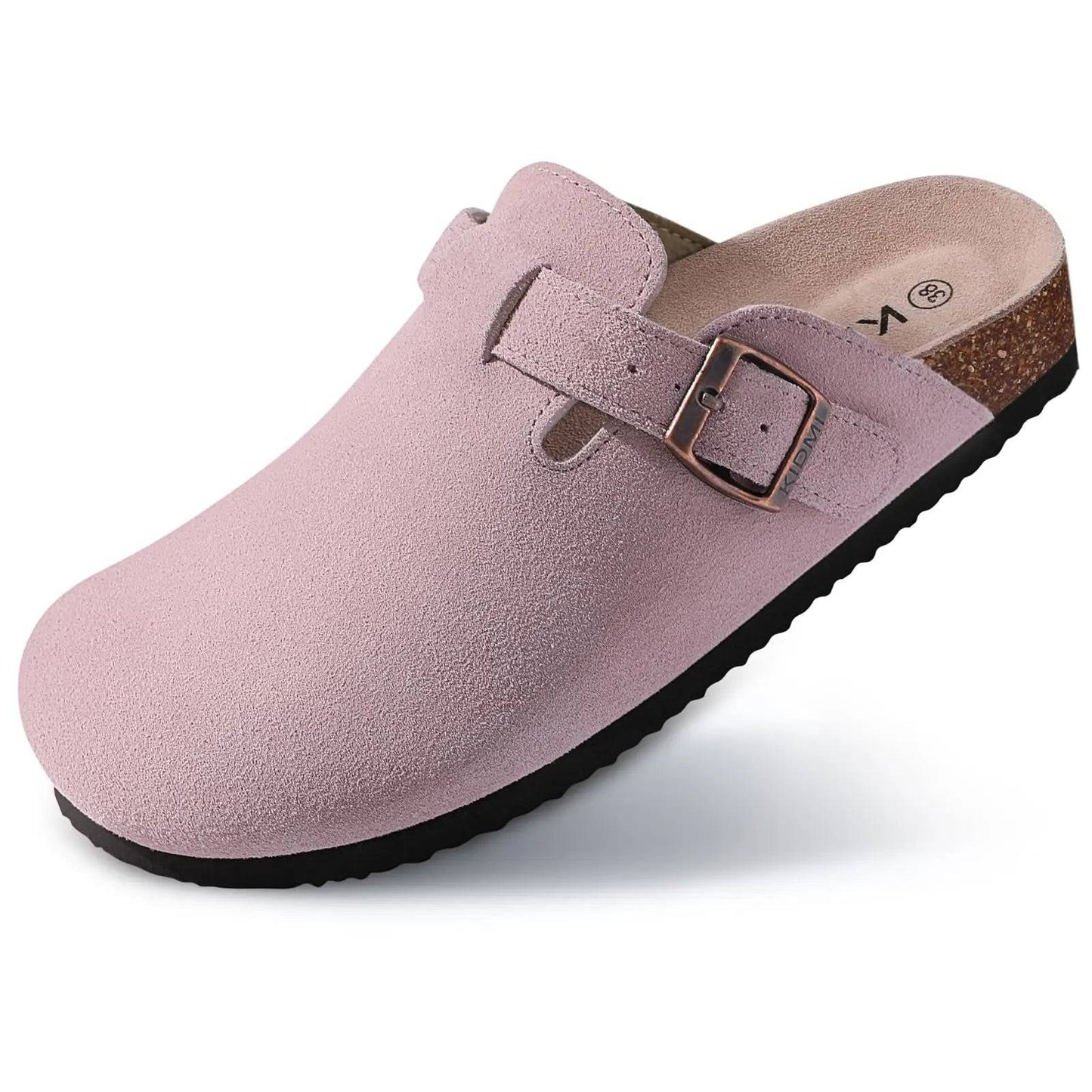 Shevalues Classic Cork Clogs Slippers Women Men Soft Footbed Suede Sandals With Arch Support Trendy Beach Slides Home Men Mules SuperFye cow suede-Apricot / 37 SuperFye