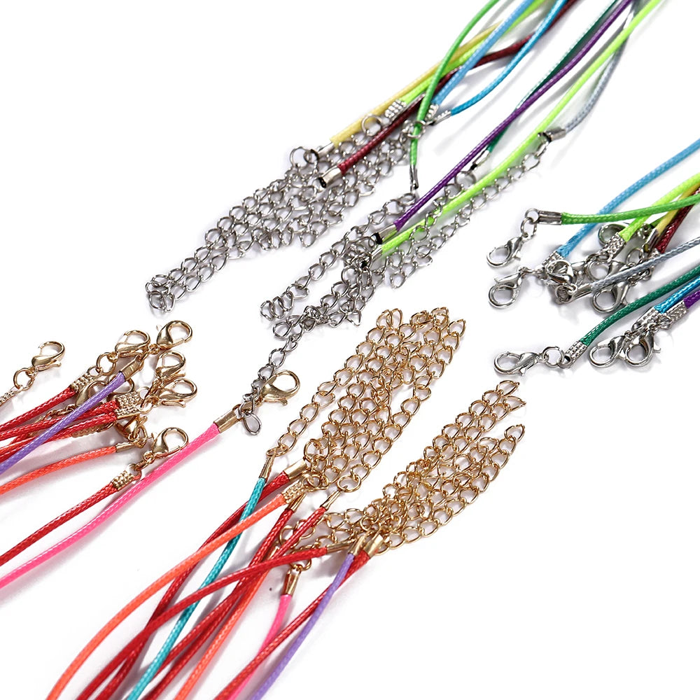 10Pcs/lot Dia 1.5/2mm Leather Cord Necklace With Clasp Adjustable Braided Rope for Jewelry Making DIY Necklace Bracelet Supplies SuperFye White / 45cm Bronze 1.5mm SuperFye