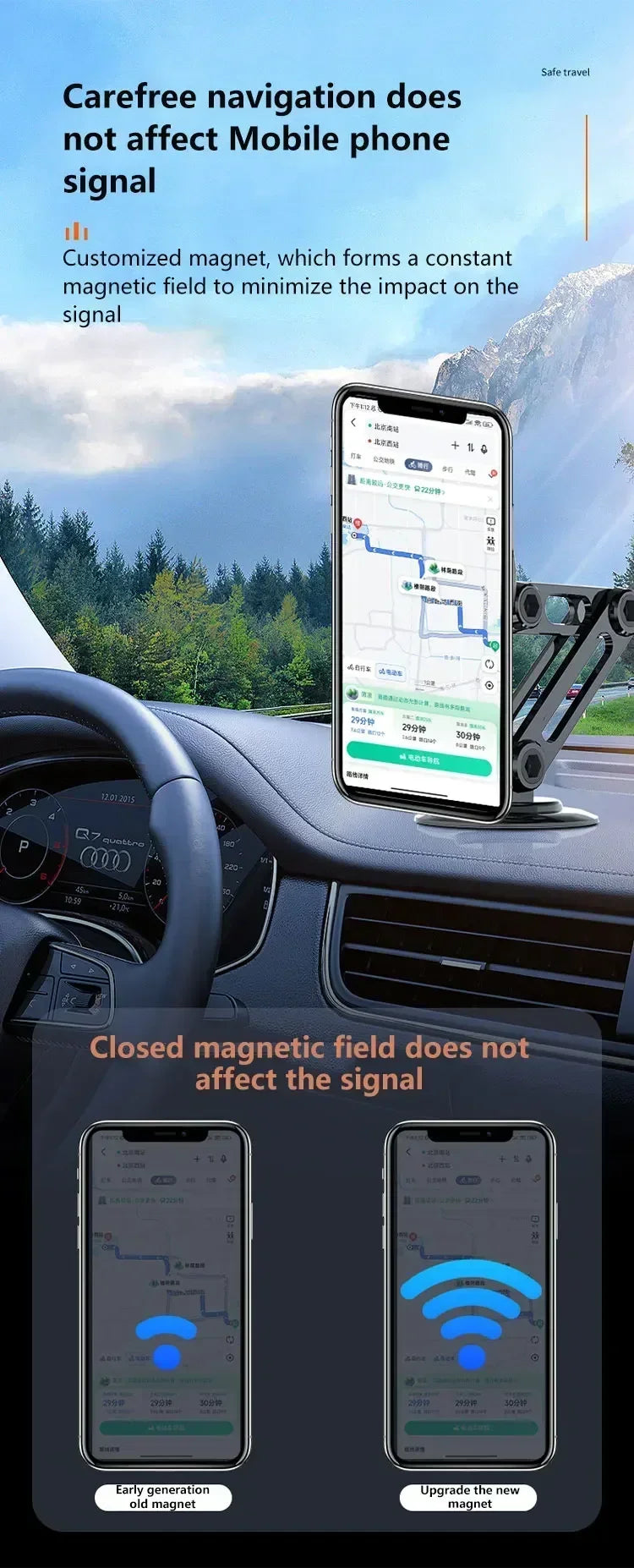 Magnetic Car Wireless Charger Stand Magnet Car Mount Fast Charging Station Phone Holder Bracket For iPhone 15 14 13 12 Pro Max SuperFye NO Wireless Charger SuperFye