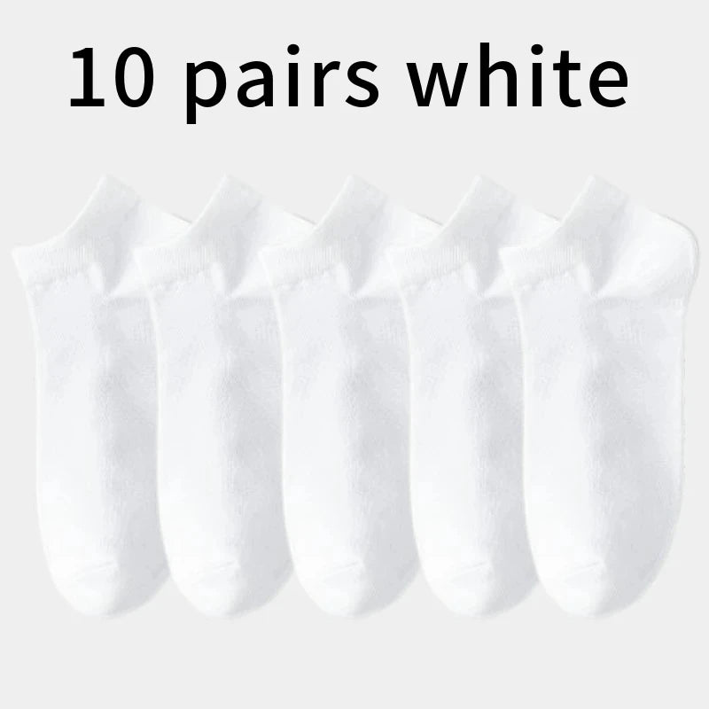 5pairs Men's Fashion Sports Socks, Striped Cotton Sweat Absorption Breathable Comfortable Ankle Socks SuperFye 10 pairs zt59-10b / EUR 35-43 SuperFye