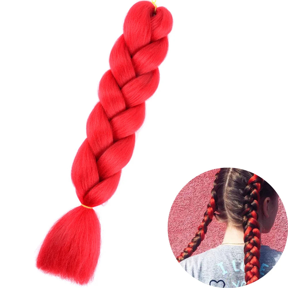 24" Synthetic Yaki Braids Hair kanekalon Ombre Braiding Hair Jumbo Braid Hair Extension For Women Hundreds of colors DIY Hair