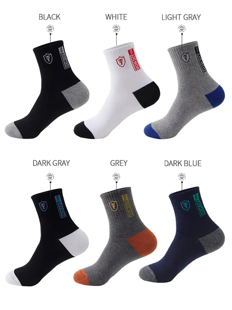 5 Pairs Apring And Fall Mens Sports Socks Summer Leisure Sweat Absorbent Comfortable Thin Breathable Basketball Meias SuperFye 5 Pairs D / 44-46 (M-L) SuperFye