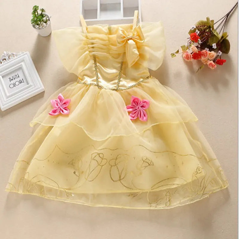 Girls Princess Dress Kids Cinderella Snow White Aurora Sofia Rapunzel Cinderella Halloween Costume Children Birthday Party Dress SuperFye DA02 / 3 Years SuperFye