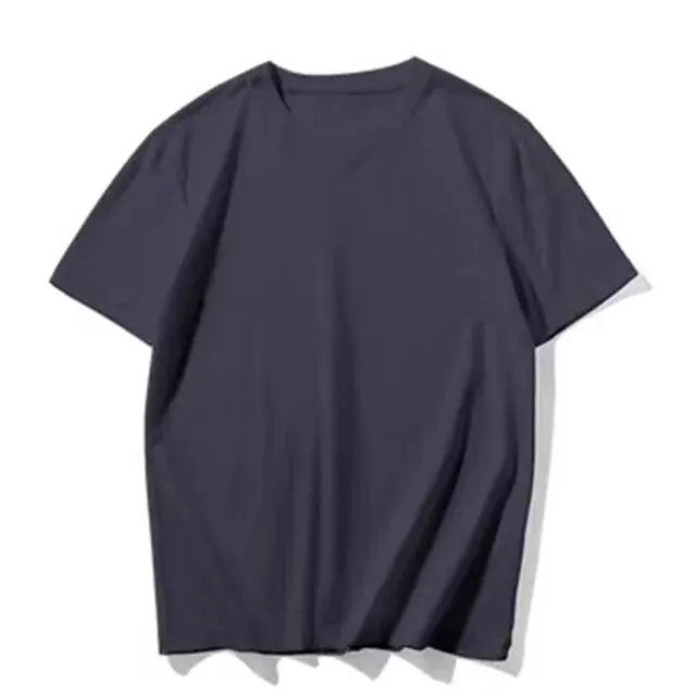 Summer 100% Cotton T Shirts Mens Casual Short Sleeve Solid Cotton Crew Neck Soft T-Shirts Basic Men's Loose Fit Tee Shirt Tops SuperFye M / Dark gray SuperFye