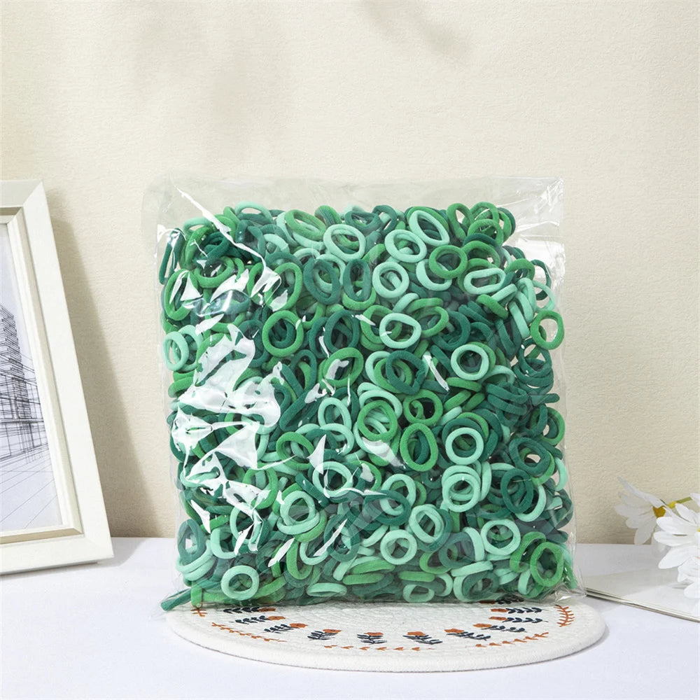 100/300/500 pcs Girls Colorful Elastic Hair Bands Ponytail Hold Hair Tie Rubber Bands Scrunchie Hair Accessories Bands for Girls SuperFye green / 100pcs SuperFye