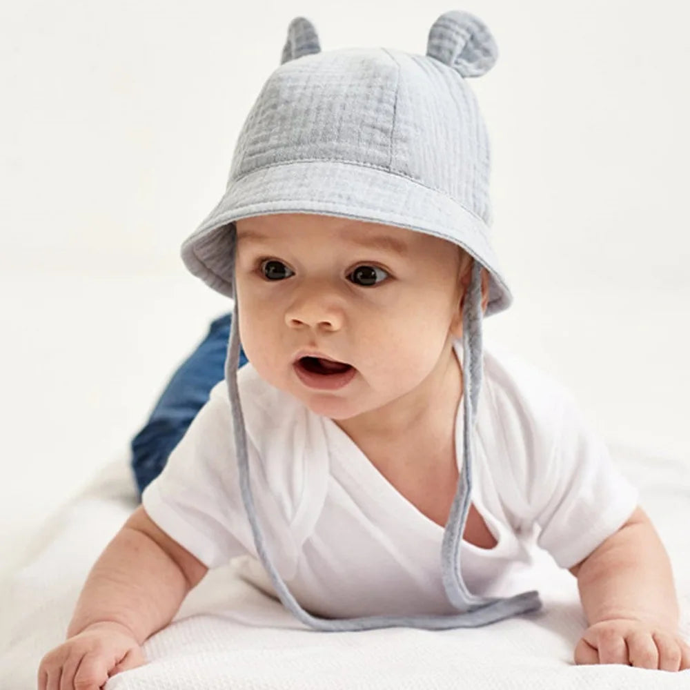 2022 New Autumn Baby Sun Hat Children Outdoor Rabbit Ear Beach Caps Boy Girl Panama Hat Unisex Beach Bucket Hats Bunny Hat SuperFye Gray SuperFye