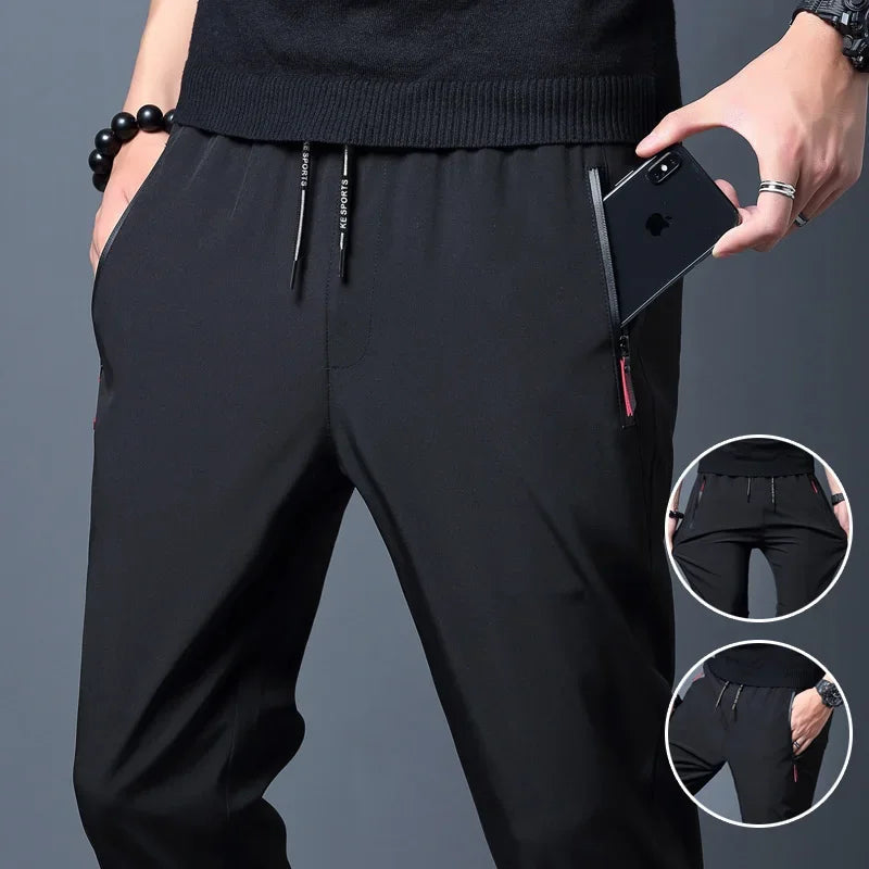 Men's Casual Pants Straight Slim Fit Elastic Waist Jogger Korean Classic Blue Black Gray Male Brand Trousers Plus Size 4XL 5XL SuperFye Dark Grey / 4XL SuperFye