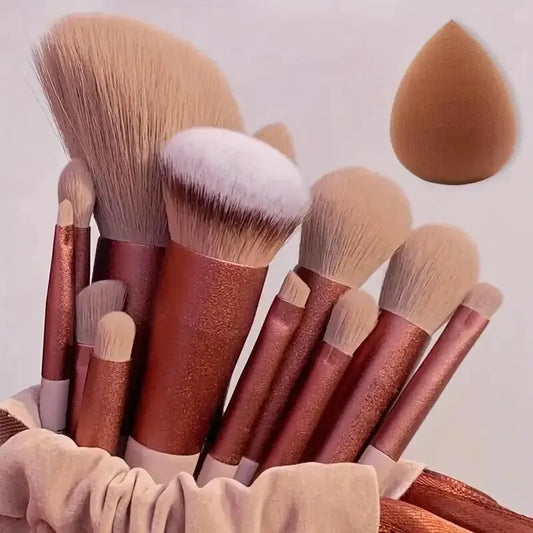 Makeup Brush Set Soft Fluffy Professiona Cosmetic Foundation Powder Eyeshadow Kabuki Blending Make Up Brush Beauty Tool Makeup SuperFye 15pcs brown SuperFye