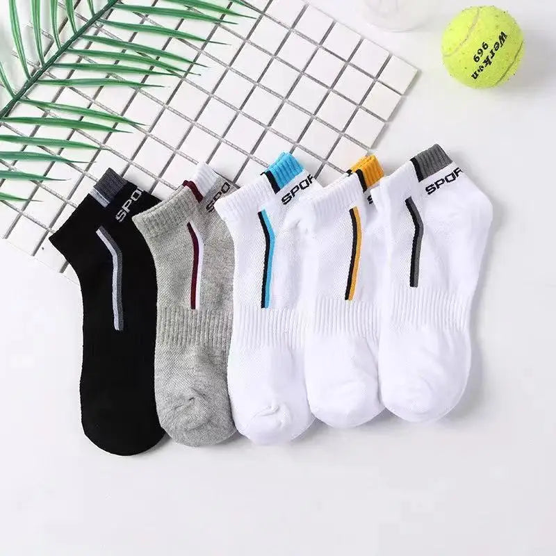 5pairs Men's Fashion Sports Socks, Striped Cotton Sweat Absorption Breathable Comfortable Ankle Socks SuperFye 5 pairs / EUR 35-43 SuperFye