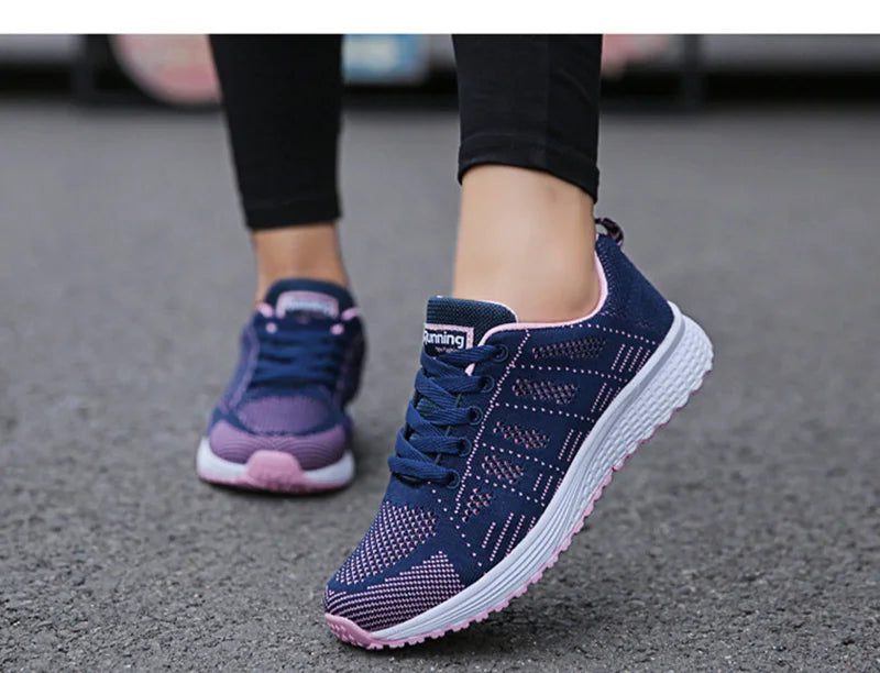 Women Casual Shoes Fashion Breathable Walking Mesh Flat Shoes Sneakers Women 2021 Gym Vulcanized Shoes White Female Footwear SuperFye A08Gray green / 42 SuperFye