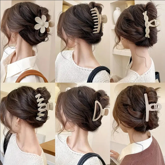 6Pcs Women Fashion Claw Clip Set Headwear Large Hair Claw Multiple Styles Korean For Girls Shark Clips Barrette Hair Accessories SuperFye blue set SuperFye