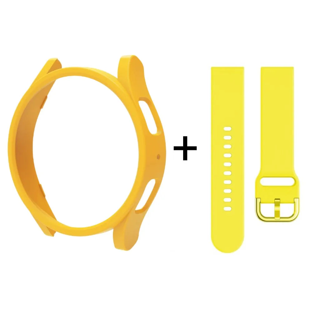 Strap+Case for Samsung Galaxy Watch 6/5/4 40mm 44mm PC Hollow Bumper for Galaxy Watch 4/6 Classic 42mm 46mm 43mm 47mm Band+Cover SuperFye Yellow / Galaxy Watch 5 44mm SuperFye