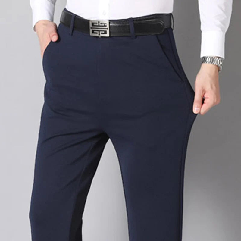 29-42 Men's Summer Thin Fashion Business Casual Suit Pants Long Pants Men's Elastic Straight Sleeve Formal Pants Plus Size 28-40