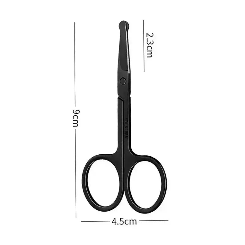 Stainless steel round head small scissors eyebrow trimming tool scissors beard beauty scissors nose hair scissors