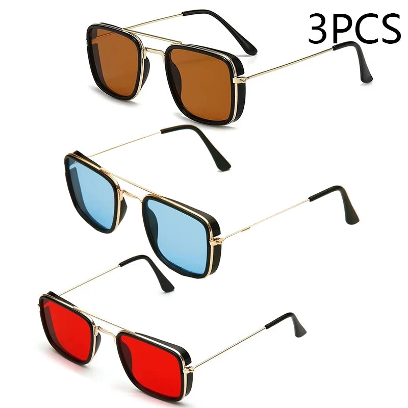 Fashion Sunglasses European and American Metal Small Square Frame Korean Version Glasses Retro Square Sunglasses UV Protection SuperFye Gold SuperFye