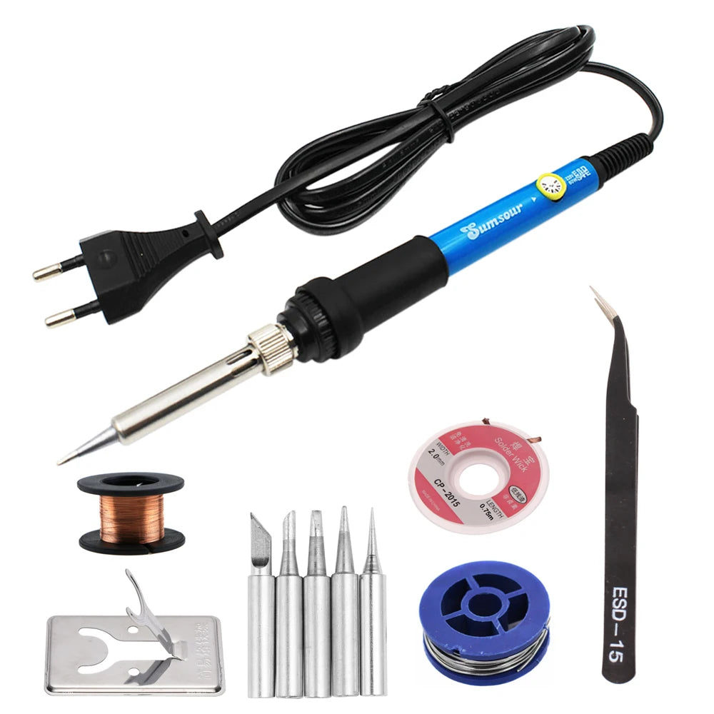 60W/80W Electric Soldering Iron Adjustable Temperature Digital Display Electronic Welding Repair Tools With Solder Tin Iron Tips SuperFye 60W Set-3 / 220V EU Plug SuperFye