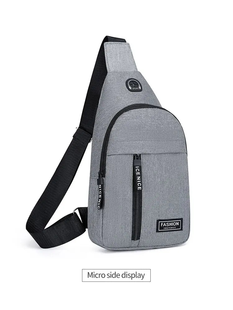 Chest Bag Fashion New Solid Color Men Chest Bag Outdoor Casual Fashion One Shoulder Crossbody Bag SuperFye grey SuperFye