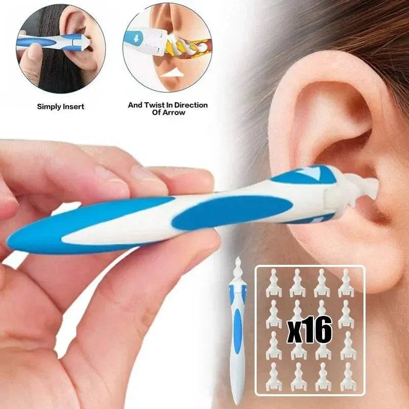 Ear Wax Remover Tool Ear Cleaner With Soft Silicone 16 Replacement Tips Simply To Grab Extract Earwax SuperFye Blue SuperFye