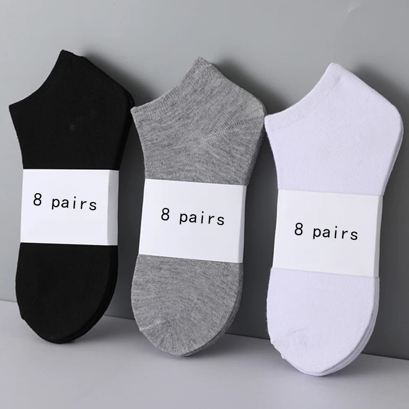 8 Pairs Women/Men Boat Socks Invisible Low Cut Silicone Non-slip Summer No-show Ankle Socks Solid Color Casual Breathable SuperFye 5 Pair Color 4 / One Size SuperFye