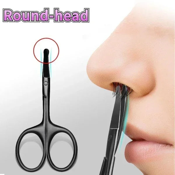 Stainless steel round head small scissors eyebrow trimming tool scissors beard beauty scissors nose hair scissors