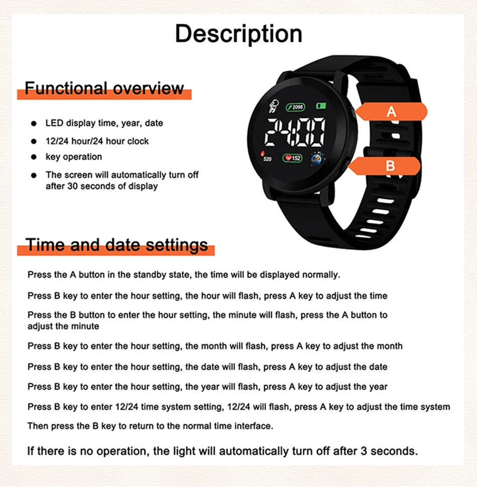 Couple Watches LED Digital Watch for Men Women Sports Army Military Silicone Watch Electronic Clock Hodinky Reloj Hombre SuperFye black SuperFye