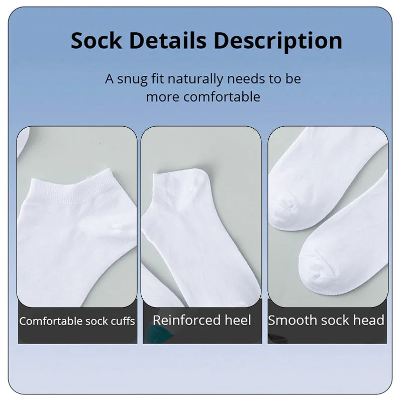 10 Pairs Unisex Casual Plain Color Boat Socks Thin Breathable Comfy Anti Odor Sweat-absorbing Low Cut Ankle Socks For Men Women SuperFye 5 White 5 Black / One Size SuperFye