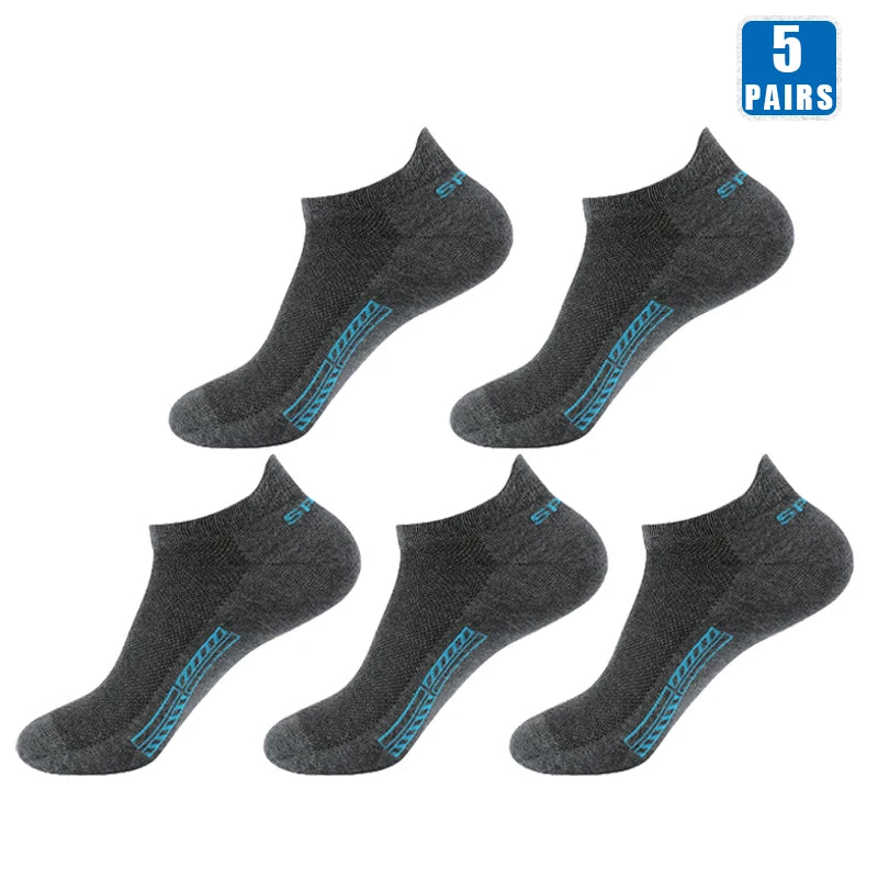 5 Pairs Cotton Short Socks for Male High Quality Women's Low-Cut Crew Ankle Sports Mesh Breathable Summer Casual Soft Men Sock SuperFye 5 Pairs Dark-Grey / EUR 38-42(US 6-10) SuperFye