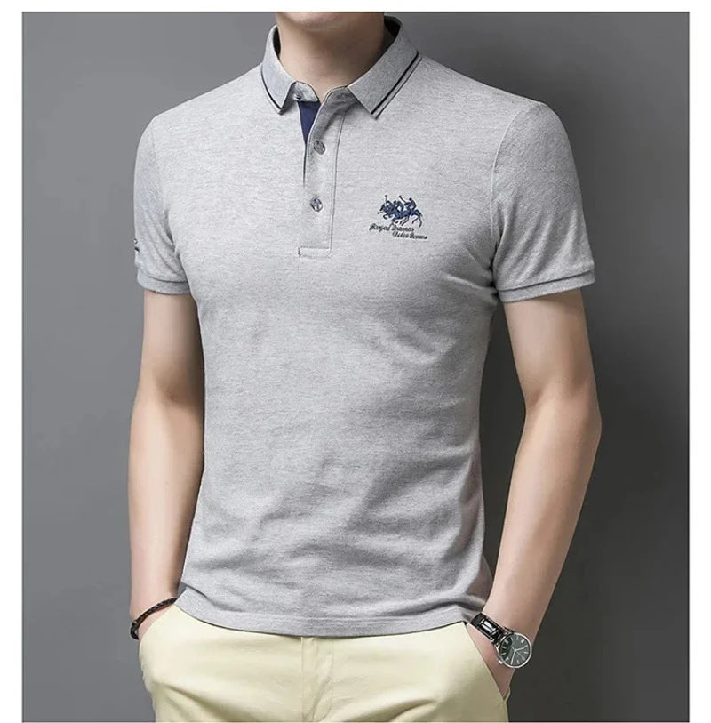 New Summer Korean Embroidered Polo Shirt Men's Luxury Top Casual Lapel Short Sleeve T-shirt Fashion Anti-wrinkle Men T Shirt SuperFye White. / XXXL SuperFye