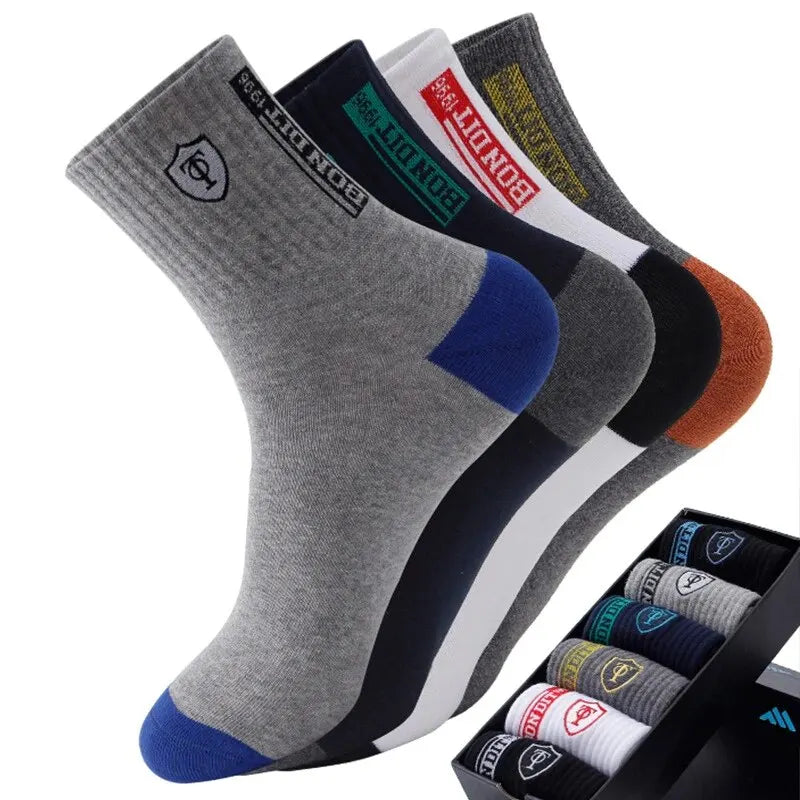 5 Pairs Apring And Fall Mens Sports Socks Summer Leisure Sweat Absorbent Comfortable Thin Breathable Basketball Meias SuperFye 5 Pairs D / 44-46 (M-L) SuperFye