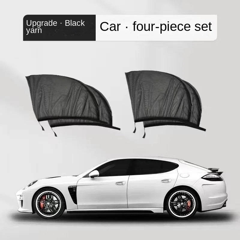 2pcs Car Rear Side Window Sunshade UV Protect Shield Mesh Prevent Mosquito Sunshine Privacy Protection Foldable Curtain SuperFye Full set of sedans SuperFye