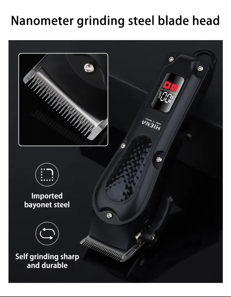 Hiena HYN-212 Electric Hair Clipper UBS Rechargeable Cordless Beard Trimmer Men Powerful Electric Hair Clipper Trimming Tool SuperFye black SuperFye