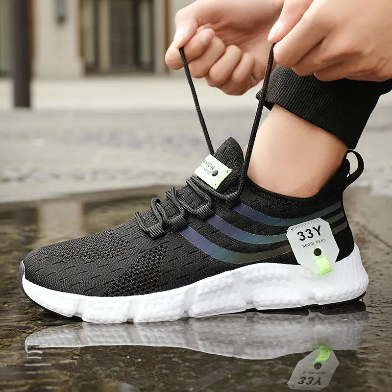 Men Casual Sport Shoes Breathable Lightweight Sneakers Outdoor Mesh Black Running Shoes Athletic Jogging Tenis Walking Shoes SuperFye Black White / 41 SuperFye