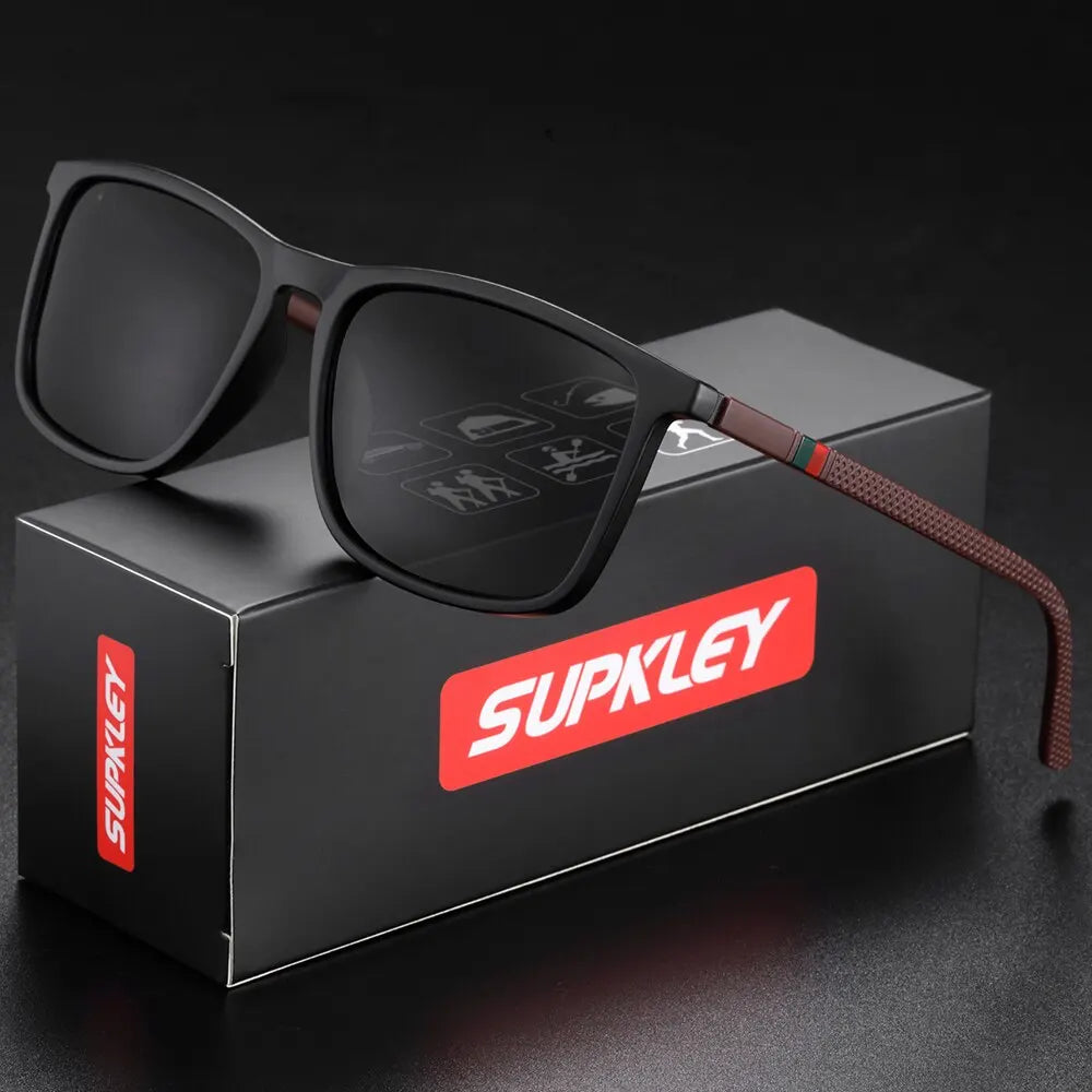 SUPKLEY Sports Sunglasses for Men Polarized Comfortable Wear Square Sun Glasses Male Light Weight Eyewear Accessory with Origina SuperFye Matte Black SuperFye