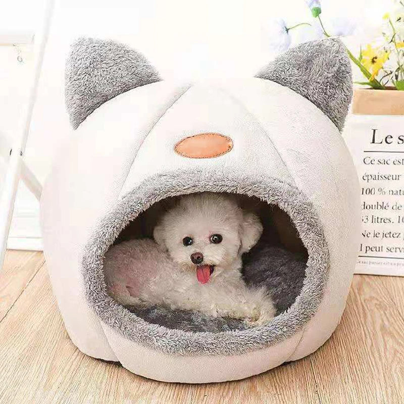 New Deep Sleep Comfort In Winter Cat Bed Iittle Mat Basket Small Dog House Products Pets Tent Cozy Cave Nest Indoor Cama Gato SuperFye black / XL 39x39x40cm SuperFye