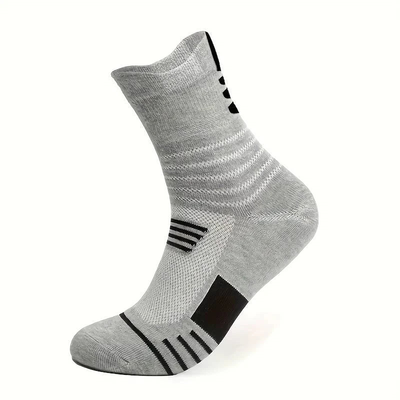 3 Pairs Men's Comfort Fit Cushion Performance Athletic Crew Socks For Outdoor Sports SuperFye 3 Pairs Gray / Single code SuperFye